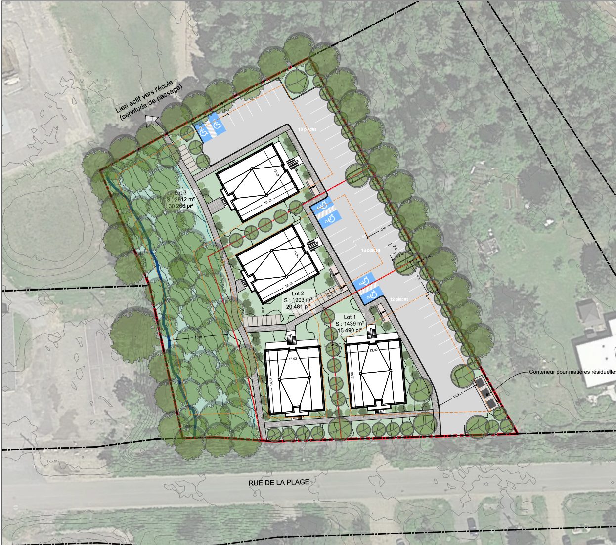 Plan de développement d'ensemble d'un projet de Développement Terracorp inc. — implantation des lots et des bâtiments